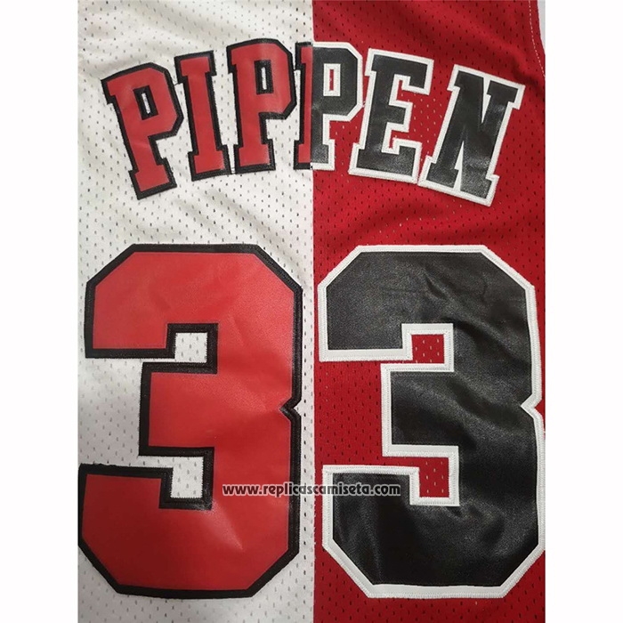 Camiseta Chicago Bulls Scottie Pippen #33 Mitchell & Ness Rojo Blanco
